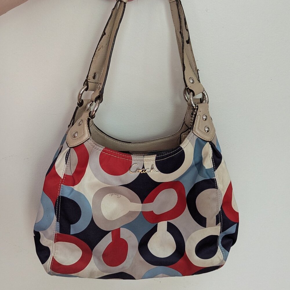Coach Madison Scarf Print Multicolor Maggie Shoulder Bag Hobo
